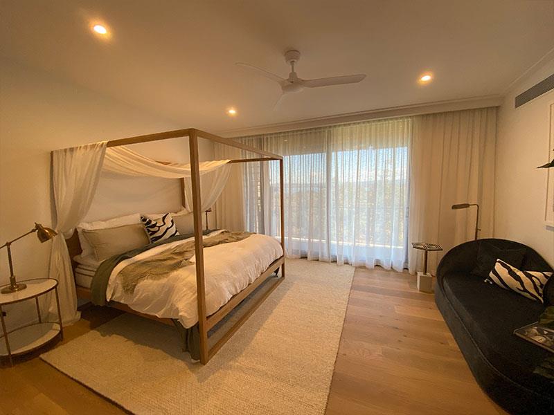 bedroom with curtains